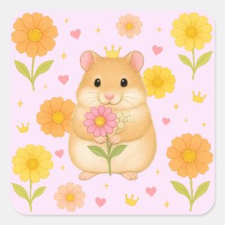 HIMEKARI Floral Hamster Sticker – Pink