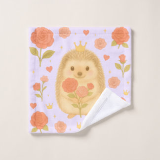 HIMEKARI Floral Hedgehog Wash Towel – Purple Washandje