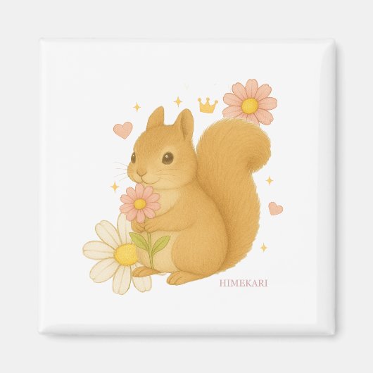 HIMEKARI Floral Squirrel Magnet –Clear (Voorkant)
