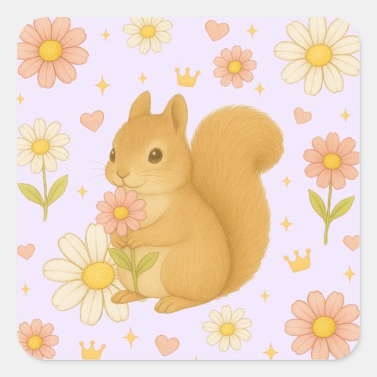 HIMEKARI Floral Squirrel Sticker (Purple) (Voorkant)