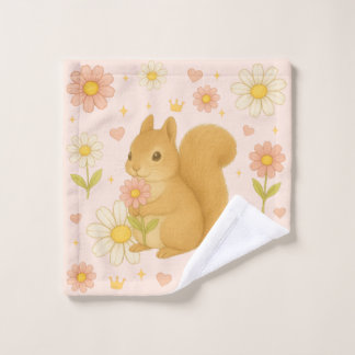HIMEKARI Floral Squirrel Wash Towel – Coral Washandje