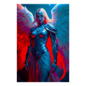 Himmlische Engelsschönheit in silberner Rüstung Perfect Poster (Voorkant)