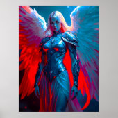 Himmlische Engelsschönheit in silberner Rüstung Poster (Voorkant)