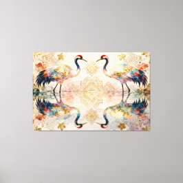 Himmlische Kraniche in Harmonie - Wasserfarben  Canvas Afdruk