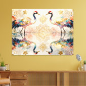 Himmlische Kraniche in Harmonie - Wasserfarben Canvas Afdruk (Insitu (Woonkamer))