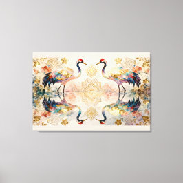 Himmlische Kraniche in Harmonie - Wasserfarben  Canvas Afdruk