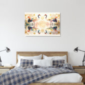 Himmlische Kraniche in Harmonie - Wasserfarben Canvas Afdruk (Insitu (Slaapkamer))