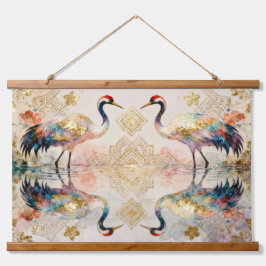 Himmlische Kraniche in Harmonie - Wasserfarben  Hangend Wandkleed