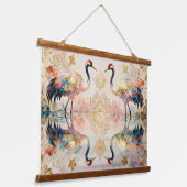 Himmlische Kraniche in Harmonie - Wasserfarben Hangend Wandkleed (Gebogen)