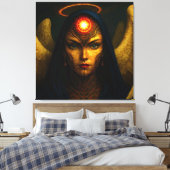 Himmlische Wächter Engel - Glasbaustein Stil Canvas Afdruk (Insitu (Slaapkamer))