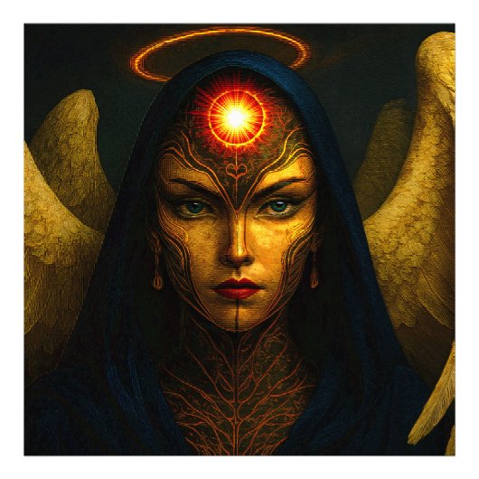 Himmlische Wächter Engel - Glasbaustein Stil Foto Afdruk (Voorkant)