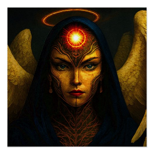 Himmlische Wächter Engel - Glasbaustein Stil Perfect Poster (Voorkant)