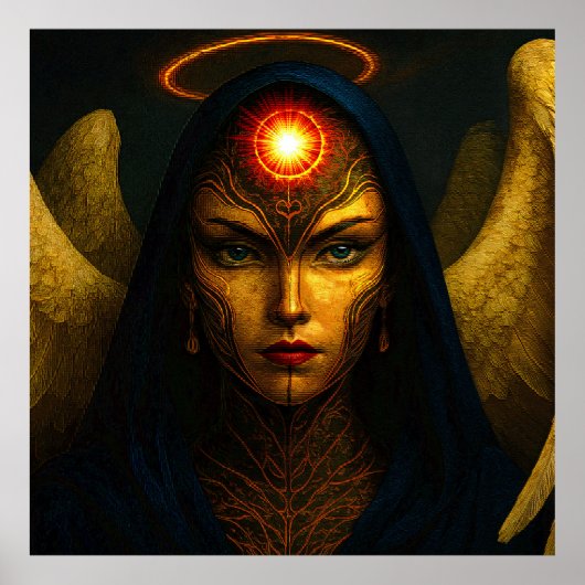 Himmlische Wächter Engel - Glasbaustein Stil Poster (Voorkant)