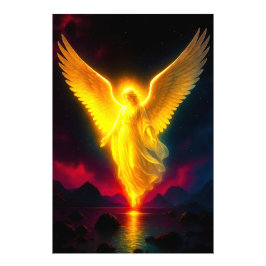 Himmlischer Wächter im goldenen Licht Foto Afdruk