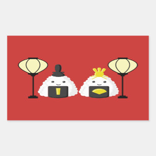 Hina Matsuri Onigiri Rechthoekige Sticker