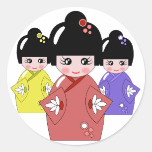 Hinamatsuri, Meisjes Dag Japanse Doll Ronde Sticker