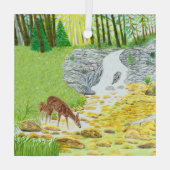 Hinde en jong hert glas ornament (Achterkant)