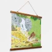 Hinde en jong hert hangend wandkleed (Gebogen)