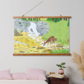 Hinde en jong hert hangend wandkleed (Slaapkamer)