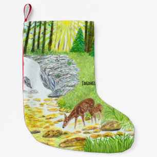 Hinde en jong hert kleine kerstsok
