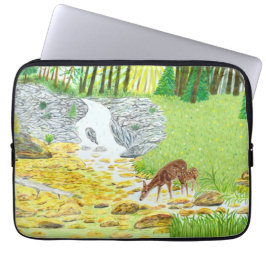 Hinde en jong hert laptop sleeve