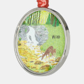 Hinde en jong hert metalen ornament (Links)