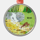 Hinde en jong hert metalen ornament (Voorkant)