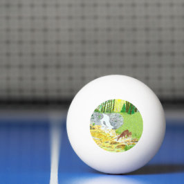 Hinde en jong hert pingpongbal