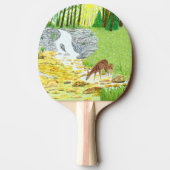 Hinde en jong hert tafeltennisbatje (Achterkant)
