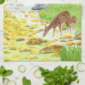 Hinde en jong hert theedoek (Gevouwen)