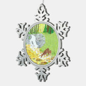 Hinde en jong hert tin sneeuwvlok ornament (Rechts)