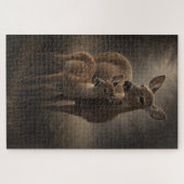 Hinde en jong | Herten natuur kunst | Puzzel (Horizontaal)