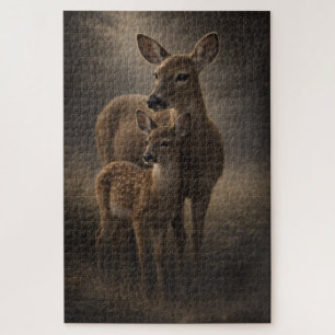 Hinde en jong   Herten natuur kunst   Puzzel