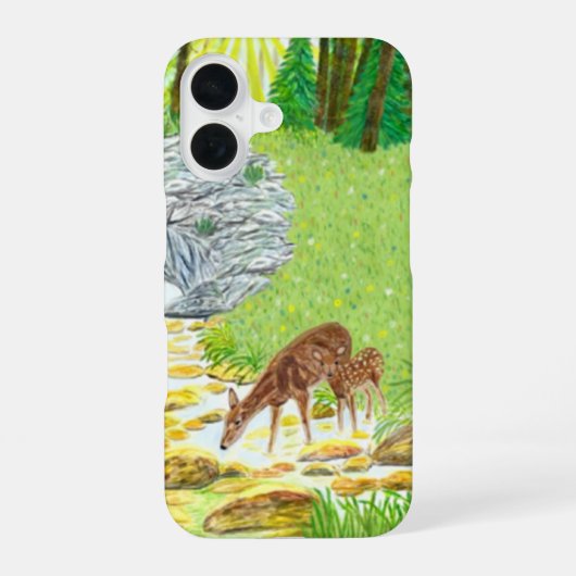 Hinde en jong iPhone 16 hoesje (Achterkant)
