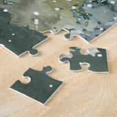Hinde en Reegeweid Bos Volle Maan Sneeuwval Legpuzzel (Zijkant)