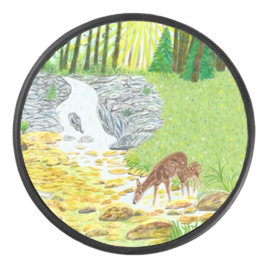 Hinde en reekalf hockey puck (Voorkant)