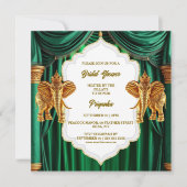 Hindi Emerald Green Gold Indiase olifanten Feestdagenkaart (Voorkant)