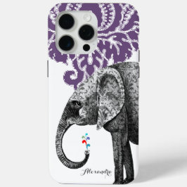 Hindi Floral Pattern Elephant Damask iPhone 15 Pro Max Hoesje