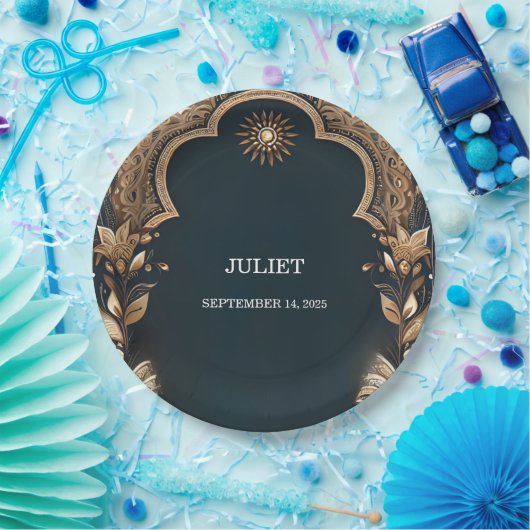 Hindi Henna Mehndi Indiase stijl Vrijgezellenfeest Papieren Bordje (Feest)