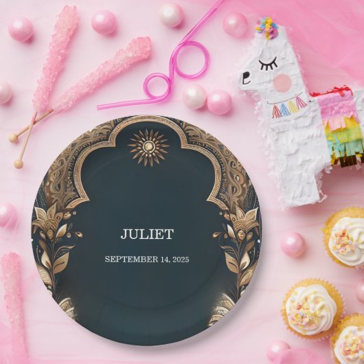 Hindi Henna Mehndi Indiase stijl Vrijgezellenfeest Papieren Bordje (Feest)