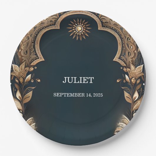 Hindi Henna Mehndi Indiase stijl Vrijgezellenfeest Papieren Bordje (Voorkant)