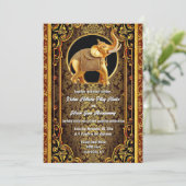 Hindi Hindoe zwart goud rood Indiase olifant elega Kaart (Staand voorkant)