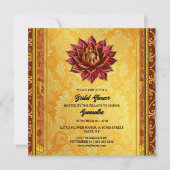 Hindi lotus bloem bruid om goud Bourgondië chic Feestdagenkaart (Voorkant)