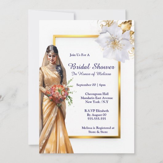 Hindi Mehndi Indische bruid groen goud wit bruids Kaart (Voorkant)