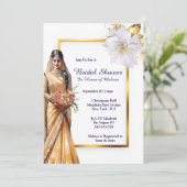 Hindi Mehndi Indische bruid groen goud wit bruids Kaart (Staand voorkant)