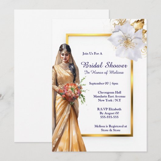 Hindi Mehndi Indische bruid groen goud wit bruids Kaart (Voorkant / Achterkant)