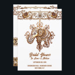Hindi Mehndi Indische olifant henna lotus lijst Kaart<br><div class="desc">Een prachtige henna geïnspireerde horizontale rand bevat gouden lotusbloemen en bloeiende wervelingen en knuffels aan de bovenkant van zowel de voor- als achterkant van deze uitnodiging. De voorkant heeft een decoratieve Indiase olifant onder de grens die is versierd met bloemige pauwenveren en ingewikkelde henna lijnen. De olifant staat zijwaarts naar...</div>
