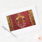 Hindi olifanten lotus bloem gouden rode bruiloft rechthoekige sticker (Envelop)