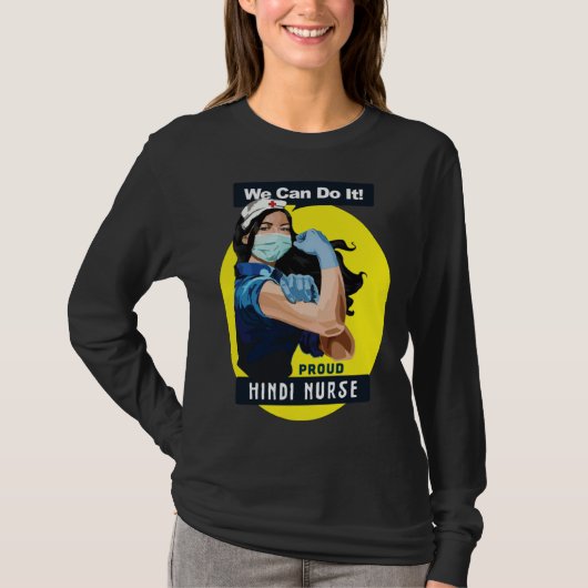 Hindi Proud Frontline Worker Rosie Riveter Nurse D T-shirt (Voorkant)