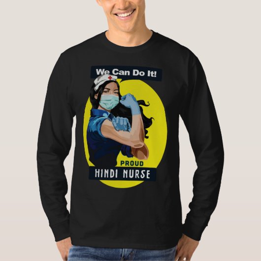 Hindi Proud Frontline Worker Rosie Riveter Nurse D T-shirt (Voorkant)